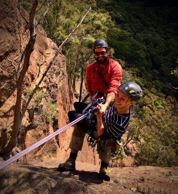 Hugh and Heather tandem abseiling Wolgan Valley